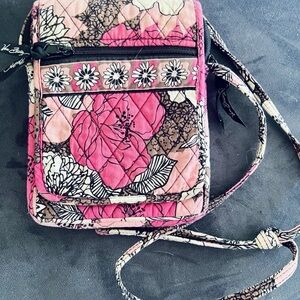 Vintage Vera Bradley Pink and Brown Quilted Crossbody Bag